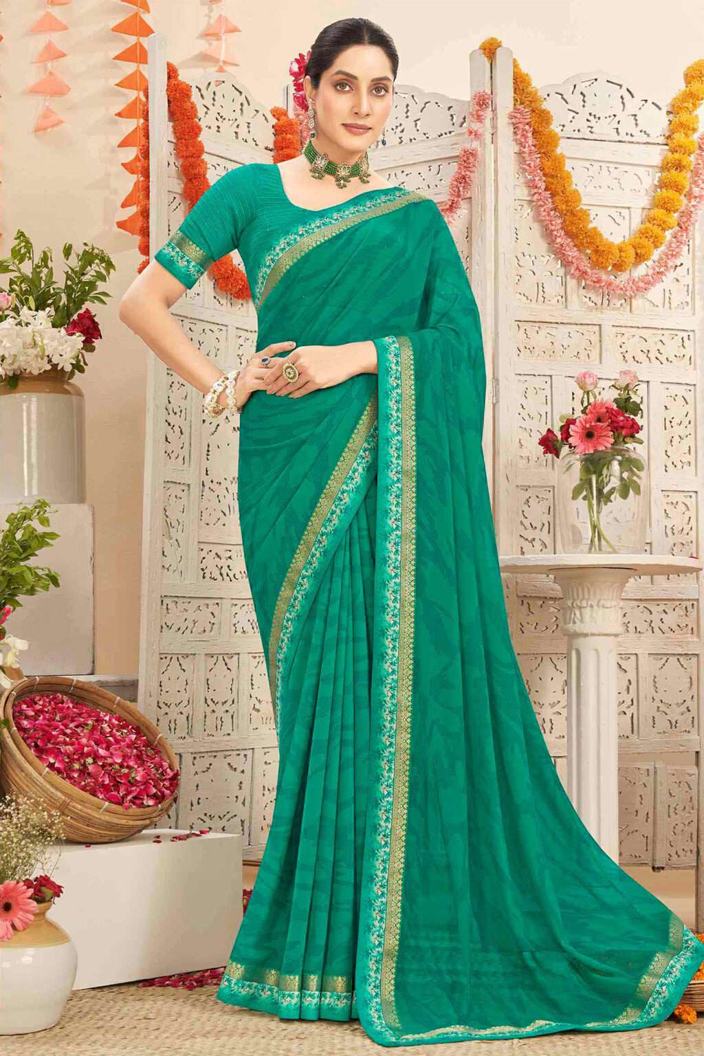 Light Green Crepe Saree