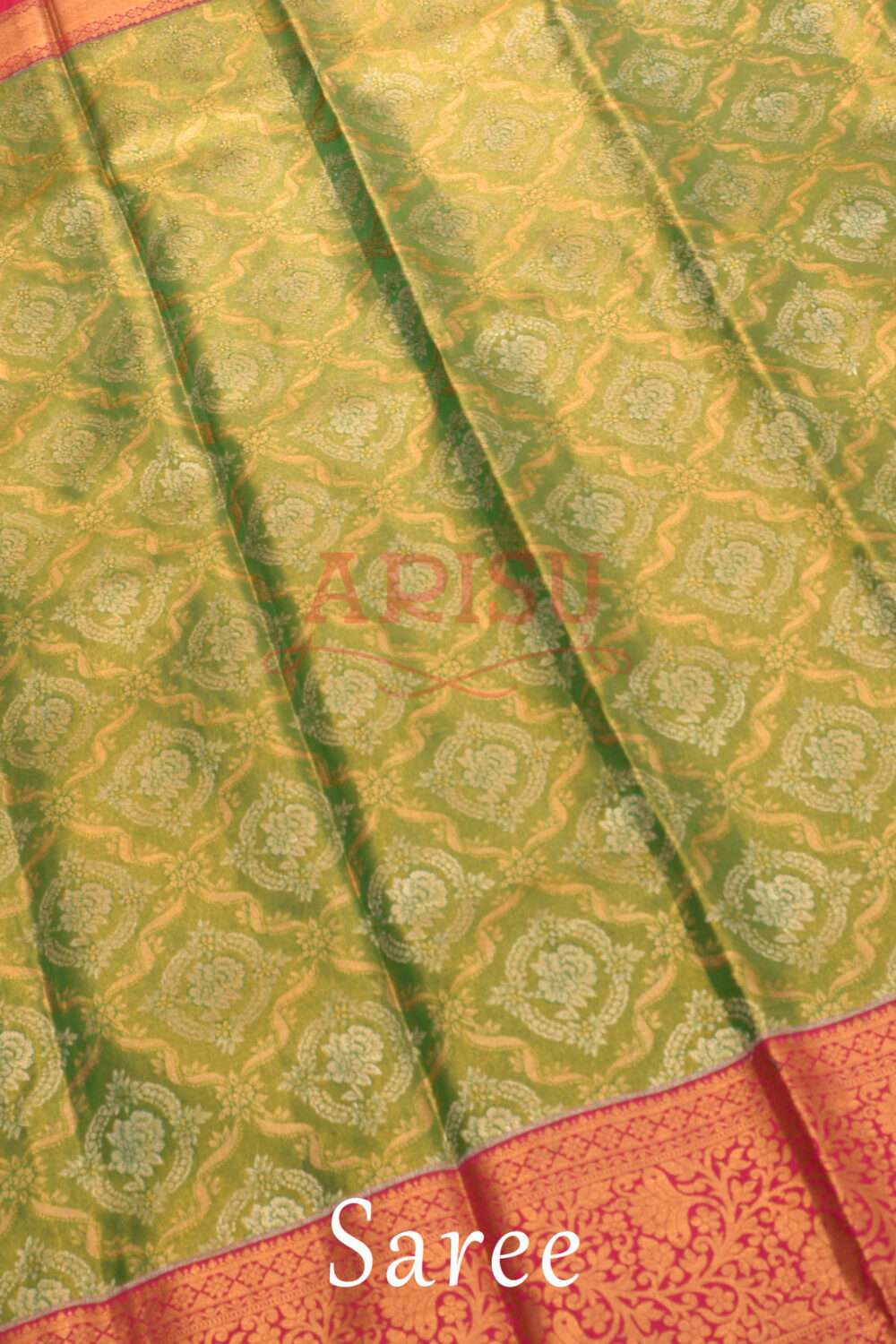 Parrot Green Jacquard Work Kanchipuram Silk Saree - Image 3