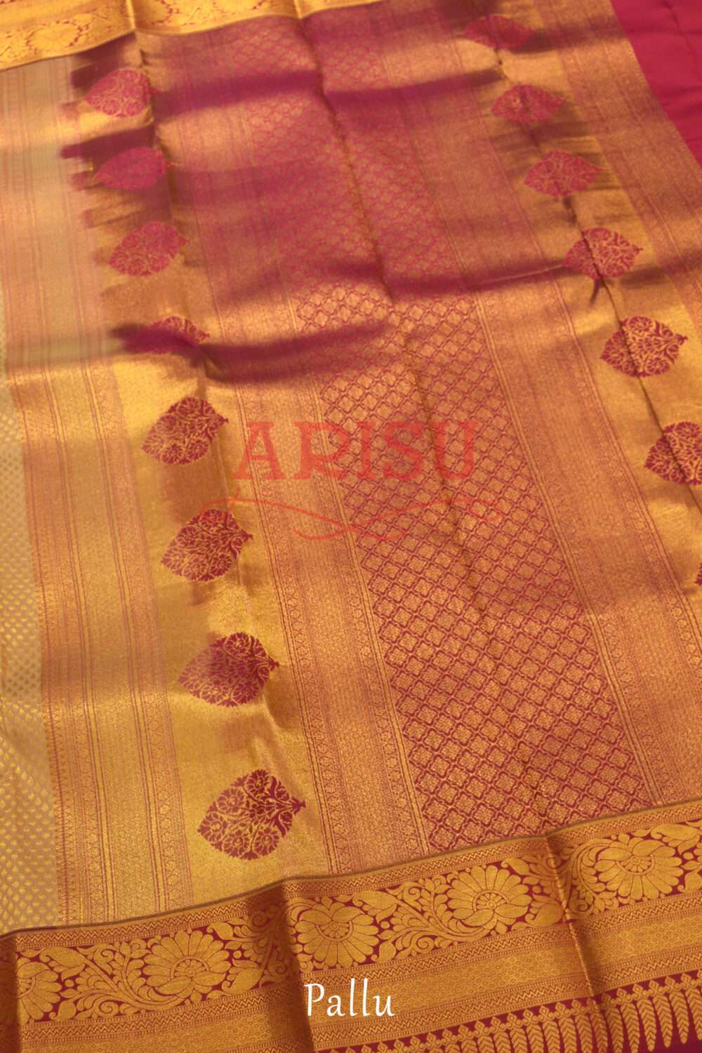 Beige Color Kanchipuram Wedding Silks - Image 4