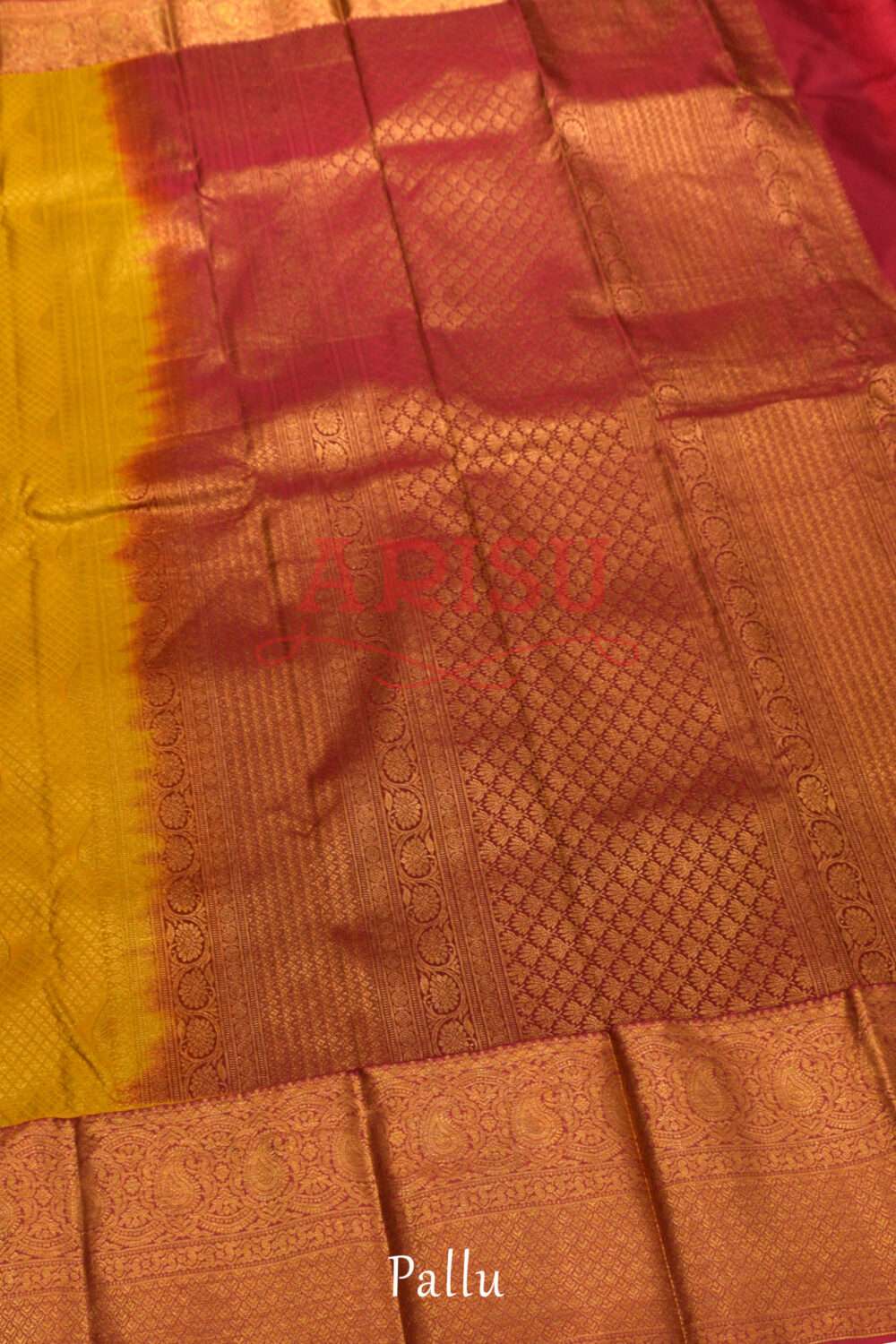 Yellow Kanchipuram Wedding Silks Saree - Image 4