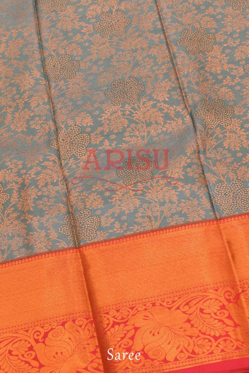 Grey Kanchipuram Silks Saree - Image 3