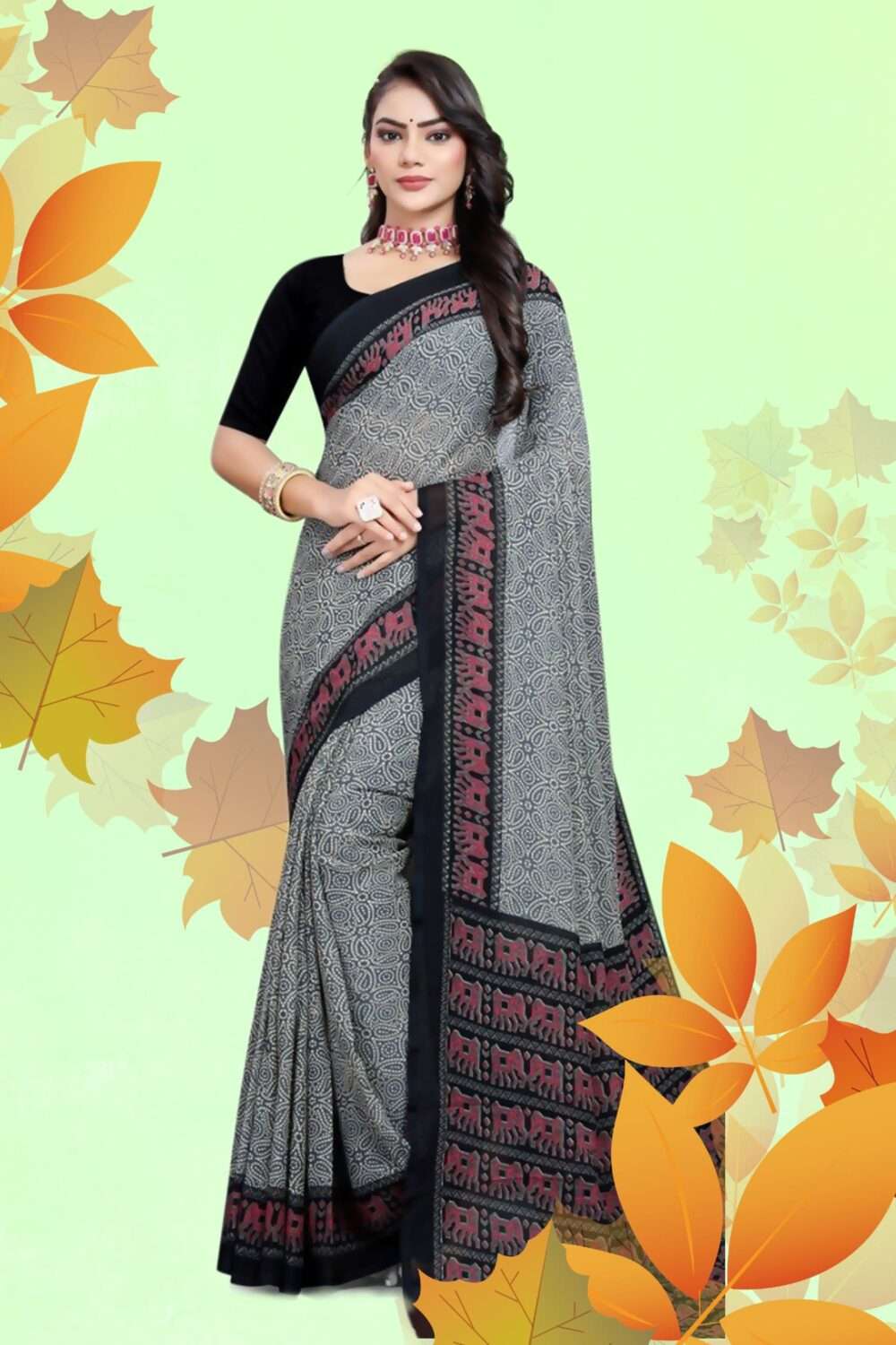 Printed Synthetic Daily Wear Saree - Image 2