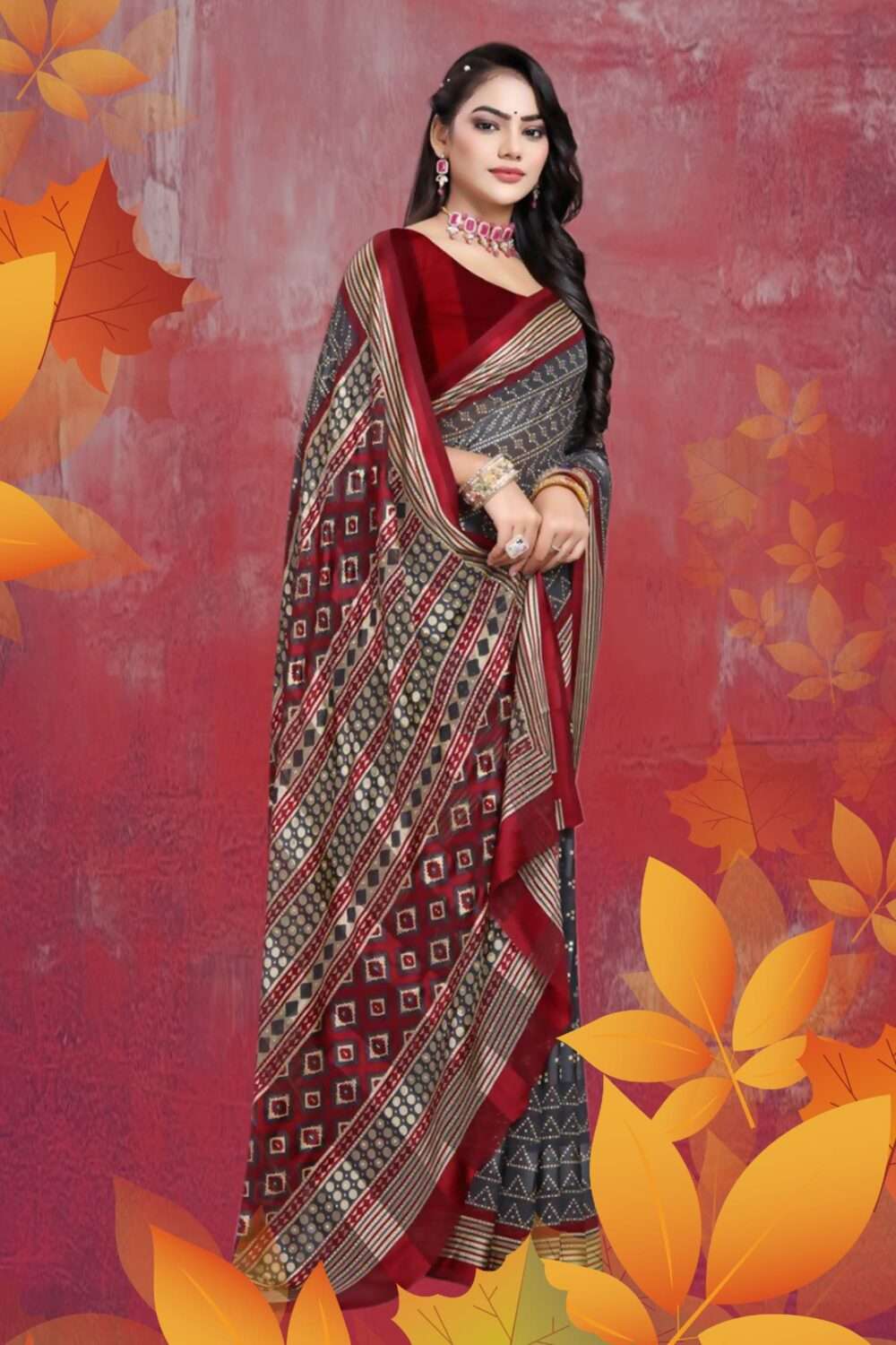 Casual Printed Saree - Image 3