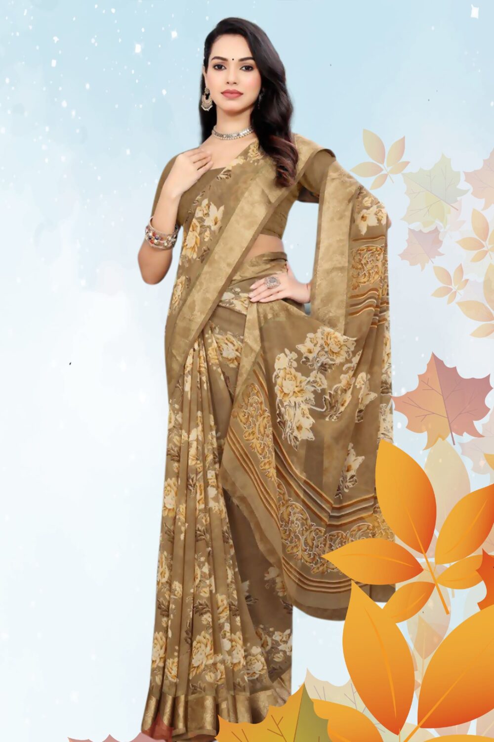 Printed Synthetic Casual Saree - Image 4