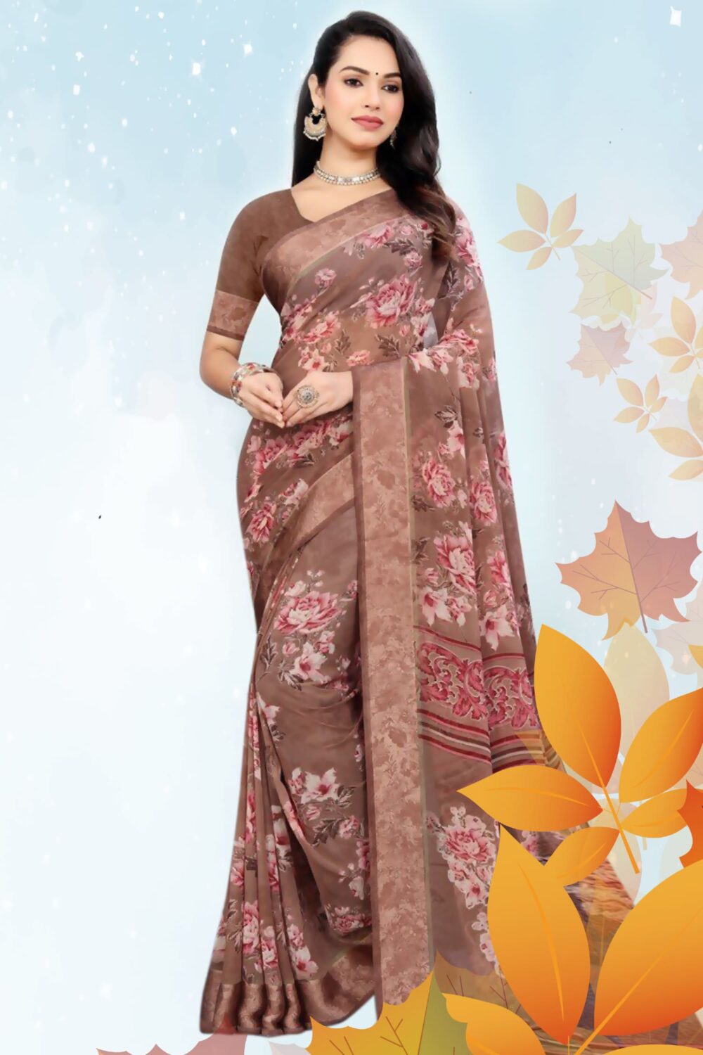 Printed Synthetic Casual Saree - Image 2